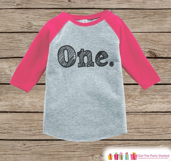 One Birthday Outfit - One 1st Birthday Shirt For Girl's 1st Birthday Party - Girl First Birthday Raglan Shirt - Pink One Outfit Clothing Il_570xn