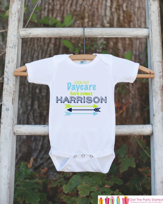 First Day of Daycare Outfit - Personalized Daycare Shirt - Boy First Day of Daycare Onepiece - Look Out Daycare Here I Come for Baby Boys Il_570xn