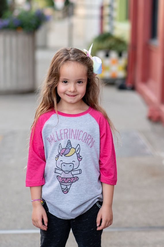 Kids Unicorn Shirt - Ballerina Unicorn Shirt - Funny Unicorn Shirt - Girls  Ballerina Tshirt - Kids, Toddler, Youth Pink Raglan by Get The Party  Started