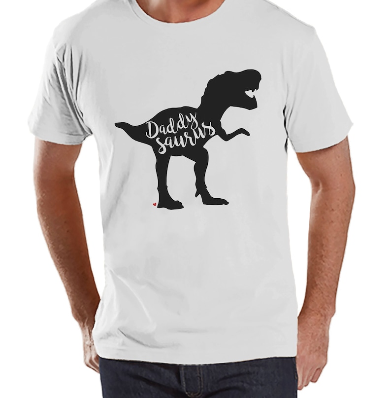 Daddysaurus Shirt Mens White Tshirt Mens Dinosaur Shirt Etsy