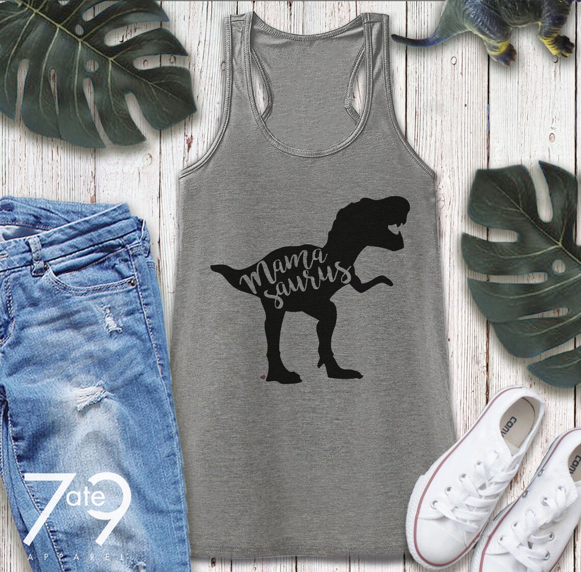 Mamasaurus Tank Top Womens Grey Shirt Ladies Dino Tank Etsy
