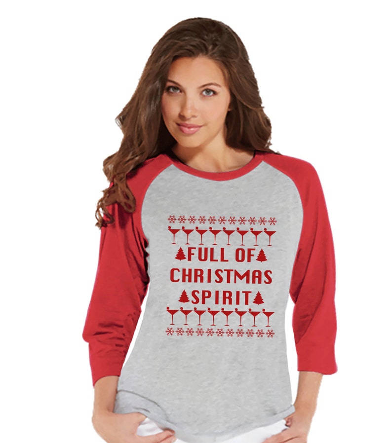 Full of Christmas Spirit Funny Womens Christmas Top Ladies Etsy