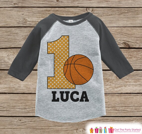 First Birthday Basketball Outfit - Boys 1st Birthday T-shirt - Basketball Grey Raglan Shirt - 1st Birthday - Birthday Raglan Tee Il_570xn