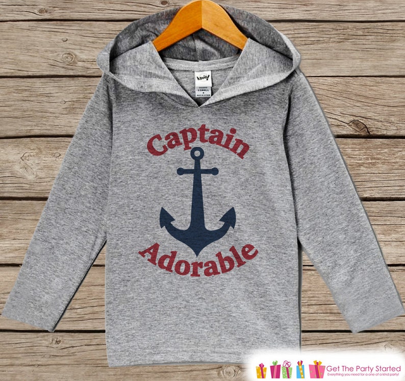 Boys Hoodie Pullover Top Kids Hoodie Kids Hoodie Grey Toddler Hoodie Nautical Shirt Nautical Pullover Captain Adorable Outfit