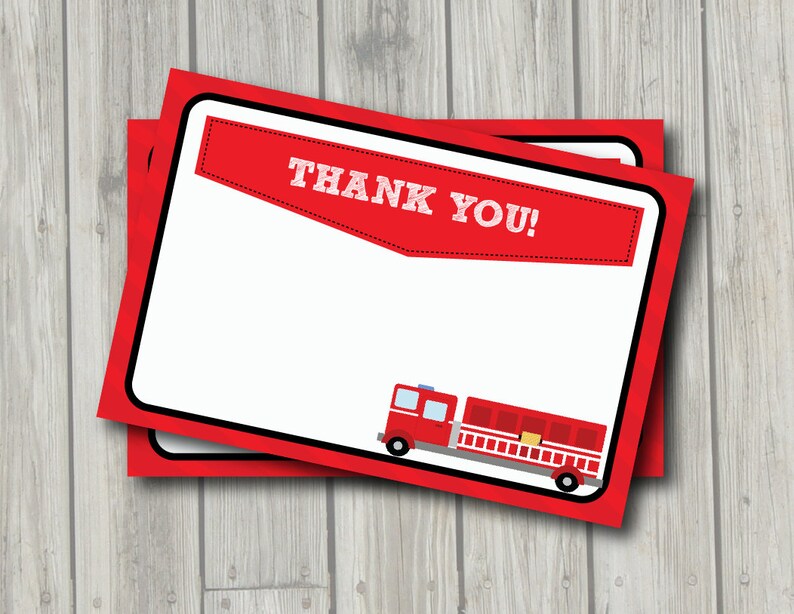Firetruck Thank You Note Fire Engine Thank You Card Etsy Firetruck Thank You Note Fire Engine Thank You Card Etsy