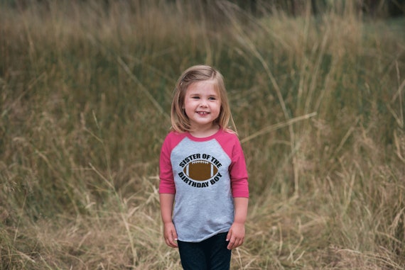 Football Birthday Shirt - Sister of the Birthday Boy Tshirt - Girls Football Birthday Shirt - Pink Raglan Tee - Sports Birthday Shirt Il_570xn