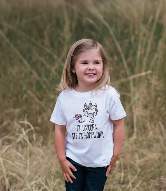 Funny Girls Shirts - My Unicorn Ate My Homework - Funny School T-shirt - Girls  Unicorn School Shirt - Great Gift Idea for Girls by Get The Party Started