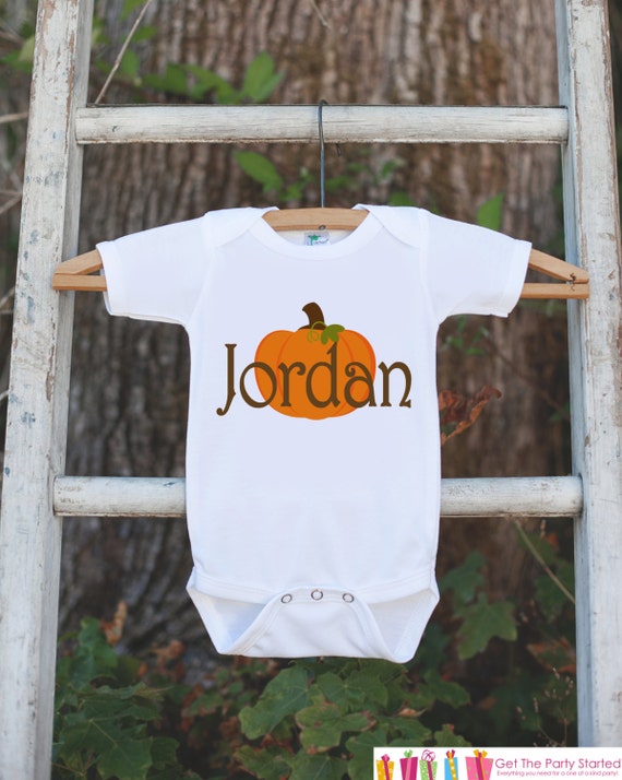 Pumpkin Shirt - Fall, Halloween or Thanksgiving Onepiece or Tshirt - Custom Autumn Outfit for New Baby Boy or Baby Girl - Infant Newborn Il_570xn