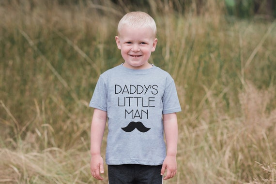 Daddy's Little Man Shirt - Boys Mustache Happy First Father's Day Onepiece or Tshirt - Boys, Youth, Toddler, Kids, Baby Gift Idea. Grey Il_570xn