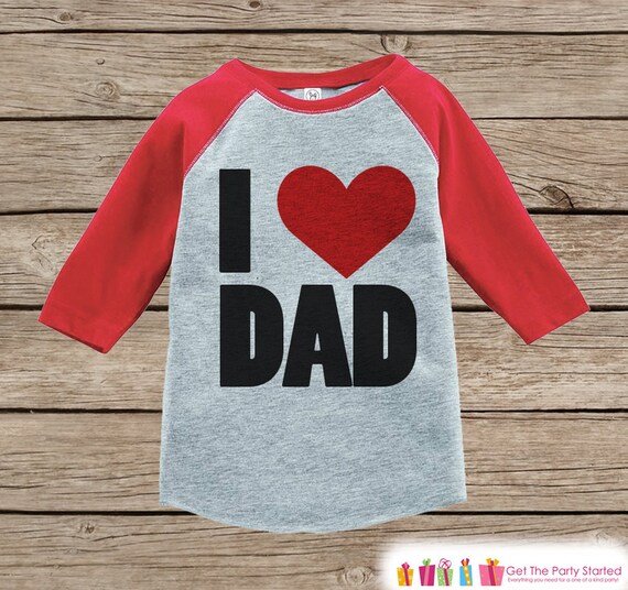 Kids Father's Day Outfit - Red Raglan Shirt - I Heart Dad - Happy Fathers Day Gift, Baby Boys Love Dad Shirt - Toddler, Infant Il_570xn