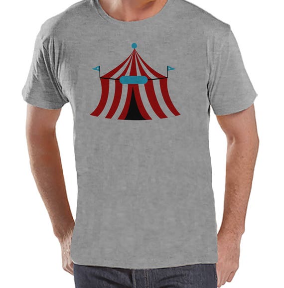 Circus Shirt - Mens Carnival Top - Circus Tent Shirt - Grey T-shirt ...