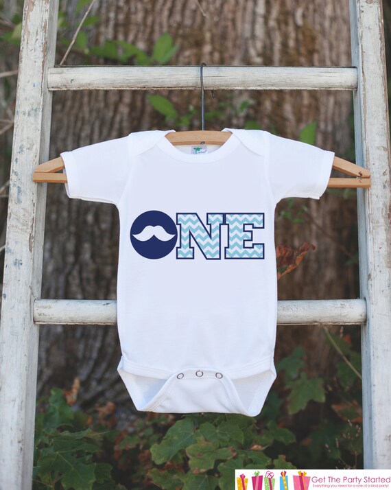 Mustache Bodysuit for First Birthday Party- ONE Shirt For Boy's 1st Birthday Party - Little Man Mustache Bash Onepiece Birthday Outfit Il_570xn