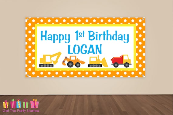 Happy Birthday Banner Construction Birthday Decoration
