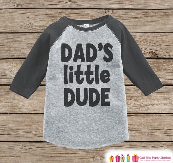 Boys Father's Day Outfit - Grey Raglan Shirt - Dad's Little Dude - Happy Fathers Day Gift, Baby Boys Shirt - Toddler, Infant Il_570xn