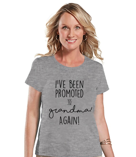 Grandparent Pregnancy Announcement Shirt - Promoted to Grandma Again Pregnancy Reveal Shirt - Pregnancy Reveal Shirt - Grey T-shirt Il_570xn