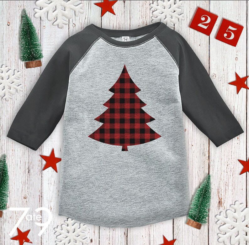 Kids Christmas Shirt Plaid Christmas Tree Shirt Girl or Etsy
