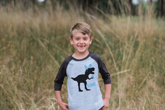 Boys Easter Shirt Blue Dinosaur Easter 