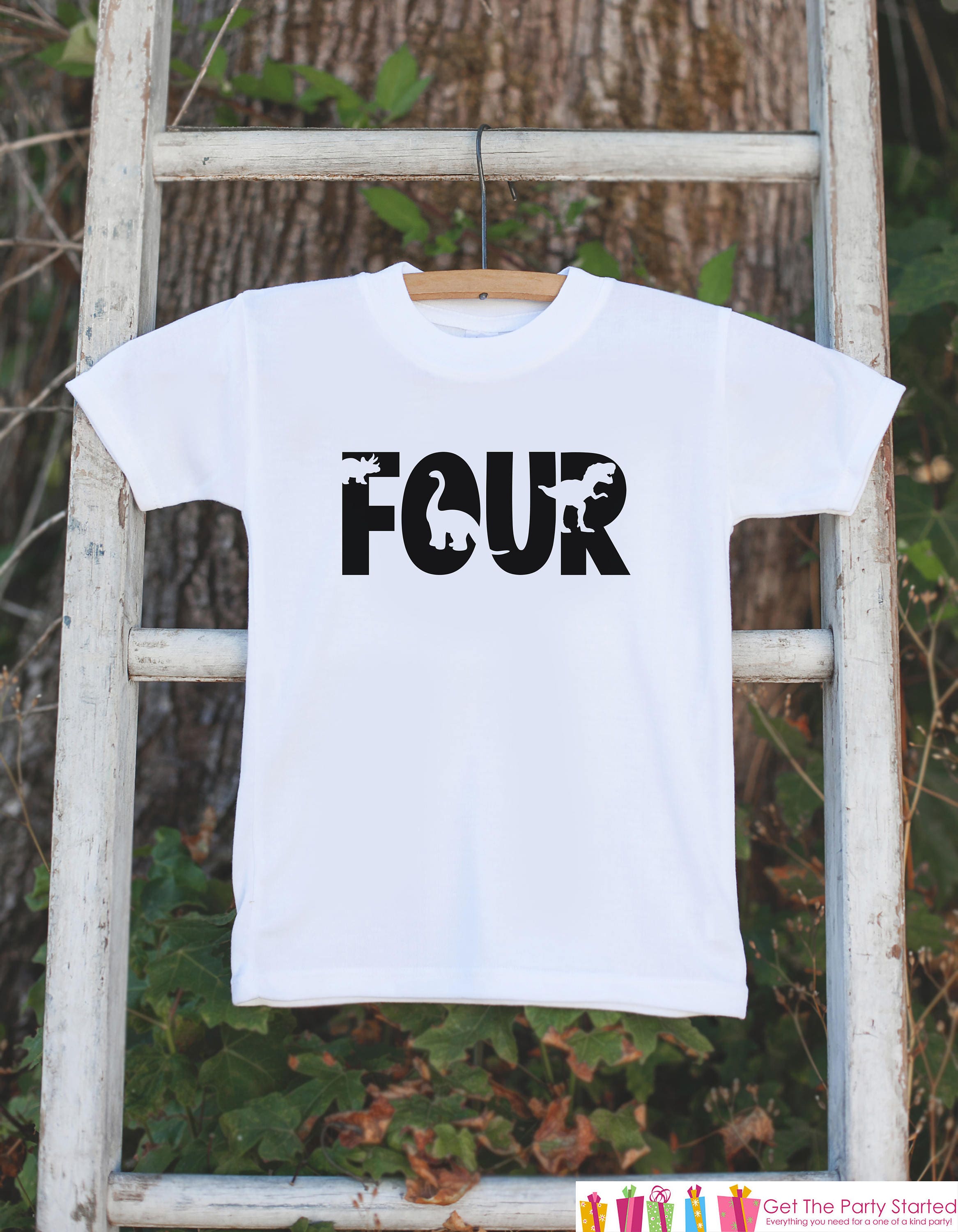 Dinosaur Birthday Shirt Boys Four Shirt 