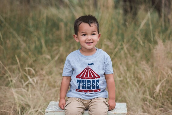 Kids Three Circus Shirt - Third Birthday Carnival T-shirt - Boy or Girl's 3rd Birthday Tee - Matching Family Circus Shirts - Circus Party Il_570xn