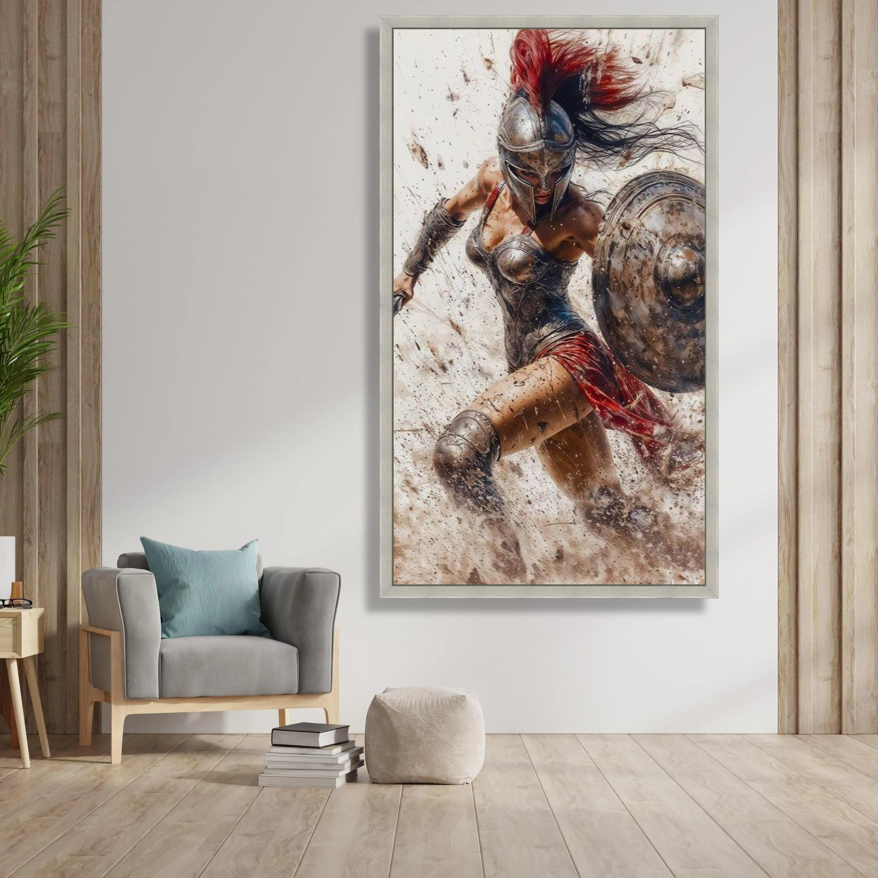 Fierce Spartan Warrior Woman Canvas, Ancient Gladiator Battle Art ...