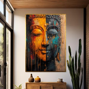 Buddha Canvas Art, Spiritual Wall Art, Colorful Buddha Wall Print, Zen Decor, Wall Art Canvas Design, Ready to Hang Decoration
