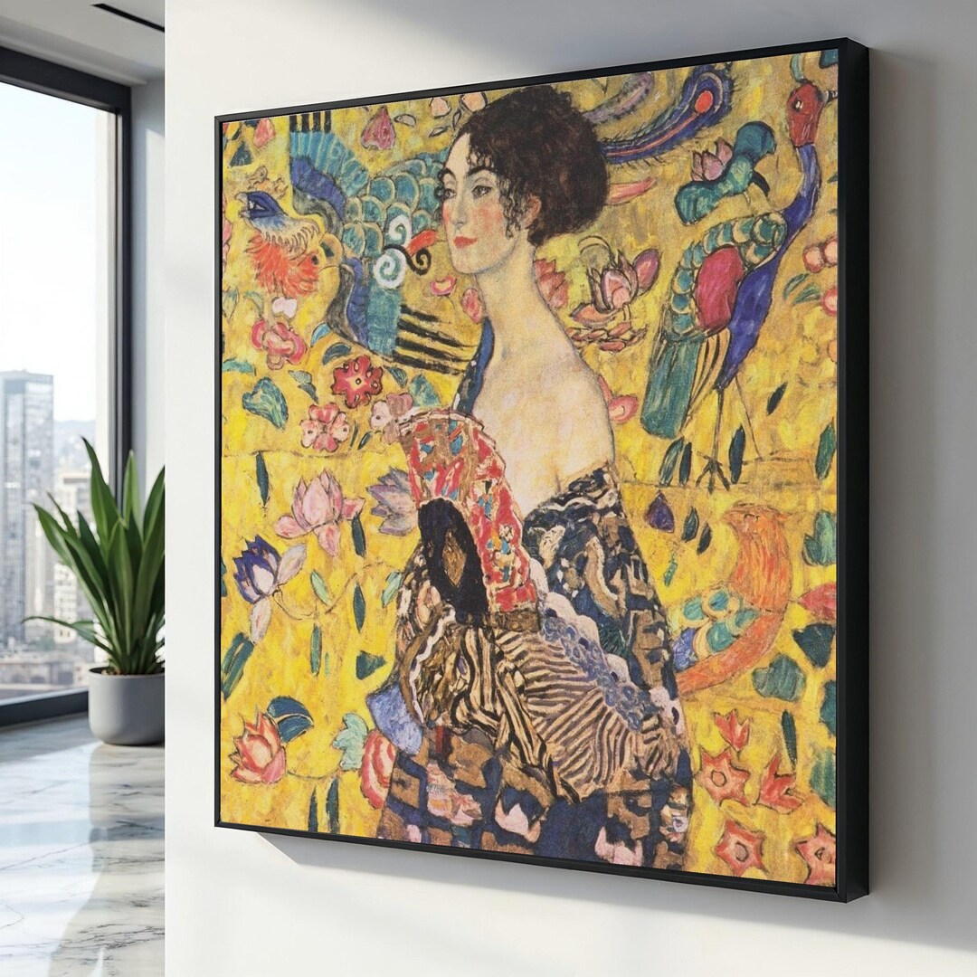 Gustav Klimt Lady With a Fan Portrait Canvas, Decorative Art Print ...