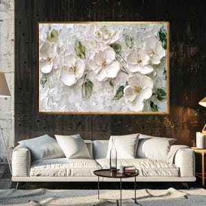 White Blossom Canvas Art, Floral Wall Art, Flower Print, Botanical Canvas, Wall Art Design, Ready to Hang Decoration