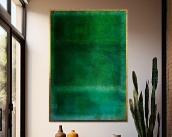 Emerald Serenity Canvas, Rothko Inspired Wall Art, Green Abstract Canvas, Modern Art Print, Wall Art Canvas Design, Ready to Hang Decor