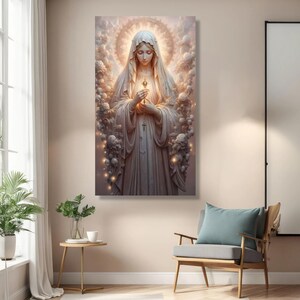 Holy Embrace Canvas, Virgin Mary Art, Religious Wall Decor, Spiritual Canvas Design, Ready to Hang, Blessed Mother Wall Art image 8