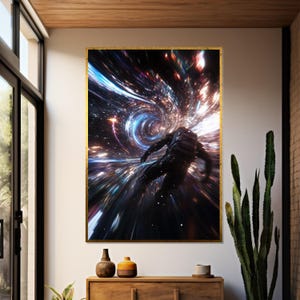 Astronaut Warp Canvas, Space Adventure Art, Surreal Cosmos Print, Astronaut Wall Art, Canvas Design, Ready to Hang Galaxy Decor