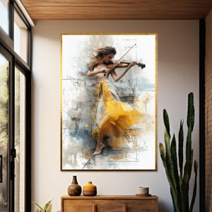 Violinist Canvas Art, Woman Playing Violin, Musical Wall Art, Colorful Dress Art Print, Wall Art Canvas Design, Ready to Hang