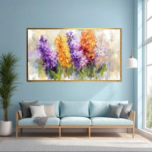 Hyacinth Bloom Canvas, Multicolor Flower Art, Floral Wall Art, Hyacinth Canvas Design, Botanical Print, Ready to Hang Decoration