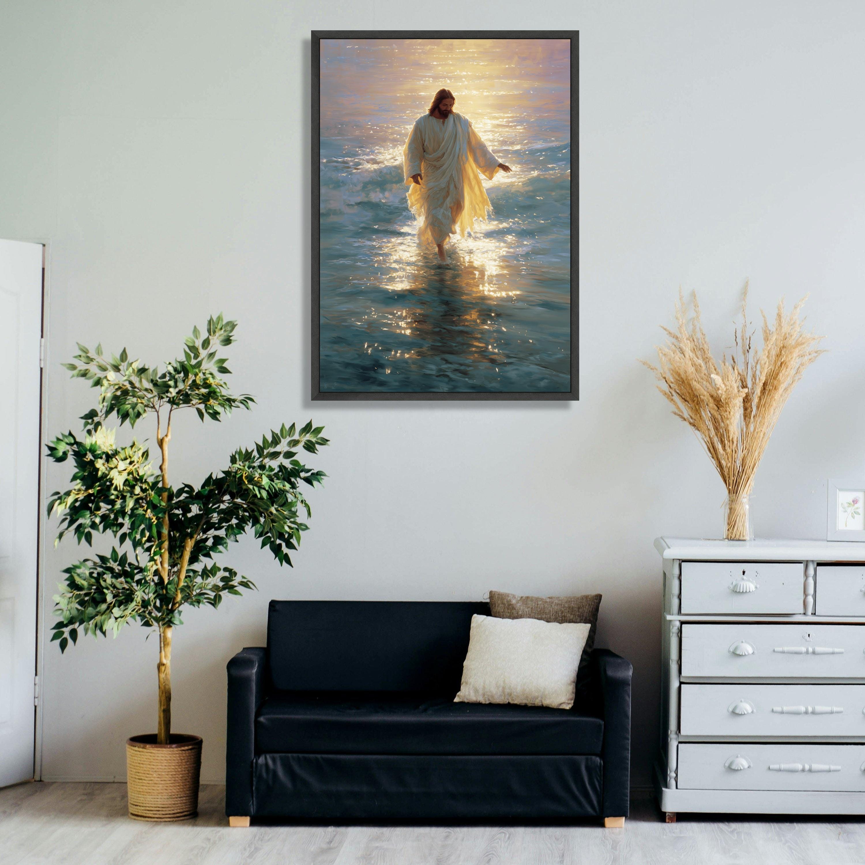 Jesus Walking on Water Canvas, Inspirational Christian Wall Art ...