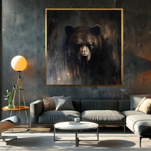 Majestic Bear Canvas, Bear Portrait Art, Animal Wall Art, Bear Wall Print, Wall Art Canvas Design, Ready to Hang Decoration
