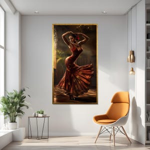 Flamenco Dancer Canvas, Spanish Dance Art, Elegant Lady Canvas Art, Wall Art Design, Ready to Hang Decoration