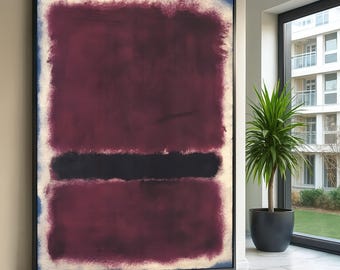 Lienzo abstracto de campos de color, arte mural de Mark Rothko, decoración minimalista moderna, lienzo burdeos y negro, arte contemporáneo para el hogar.
