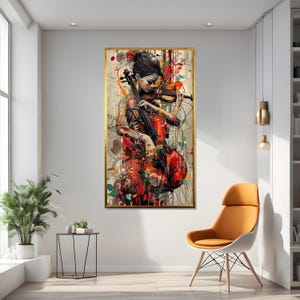 Violin Dreamscape Canvas, Abstract Music Art, Vibrant Violinist Wall Print, Art Canvas Design, Ready to Hang Decor