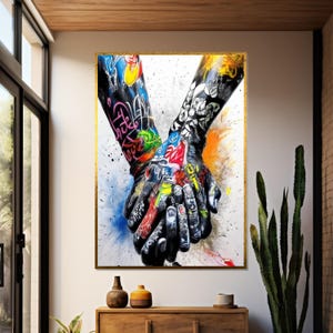 Graffiti Hands Canvas, Urban Art Wall Print, Colorful Graffiti Poster, Wall Art Canvas Design, Ready To Hang Decoration