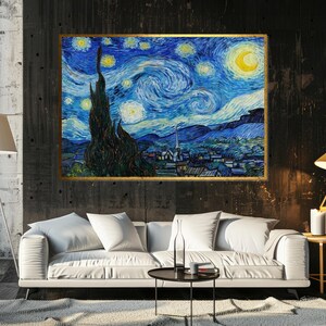 Starry Night Canvas, Van Gogh Wall Art, Starry Sky Print, Night Sky Canvas Painting, Wall Art Canvas Design, Ready to Hang Decoration