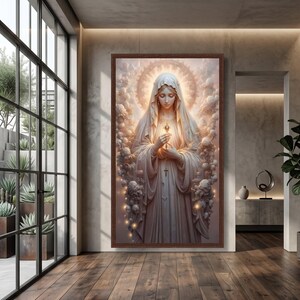 Holy Embrace Canvas, Virgin Mary Art, Religious Wall Decor, Spiritual Canvas Design, Ready to Hang, Blessed Mother Wall Art image 7