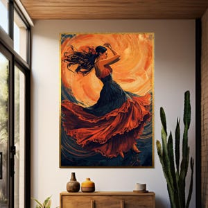 Flamenco Dancer Canvas, Spanish Dance Art, Passionate Flamenco Wall Print, Wall Art Canvas Design, Ready To Hang Decoration