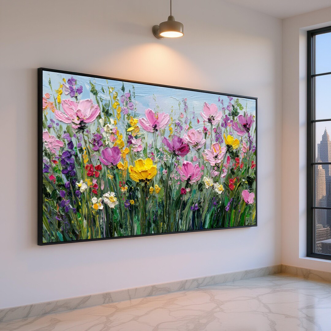 Vibrant Wildflower Meadow Canvas, Colorful Floral Wall Art, Garden ...