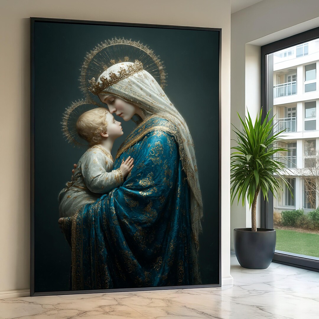 Madonna and Child Canvas Wall Art, Religious Christian Decor, Virgin ...