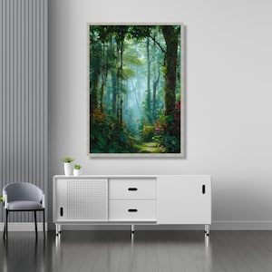 Lush Tropical Rainforest Path Canvas, Green Jungle Wall Art, Nature Landscape Decoration, Exotic Botanical Canvas, Ready to Hang Home Art image 4