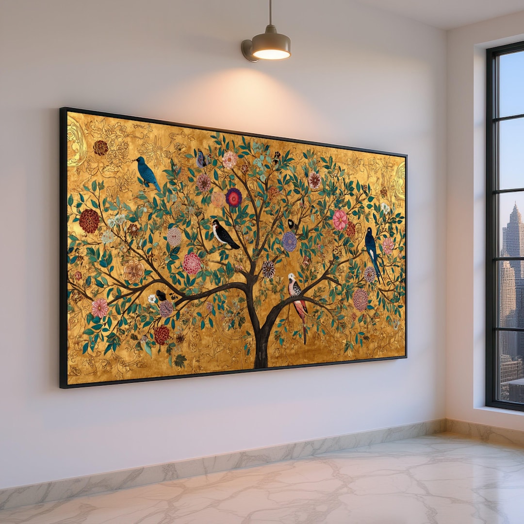 Gustav Klimt Tree of Life Canvas, Decorative Floral Wall Art, Gold Leaf ...