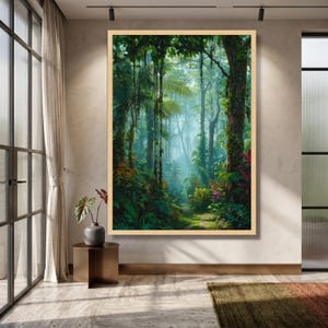 Lush Tropical Rainforest Path Canvas, Green Jungle Wall Art, Nature Landscape Decoration, Exotic Botanical Canvas, Ready to Hang Home Art image 7
