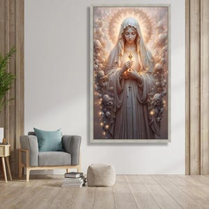 Holy Embrace Canvas, Virgin Mary Art, Religious Wall Decor, Spiritual Canvas Design, Ready to Hang, Blessed Mother Wall Art image 4