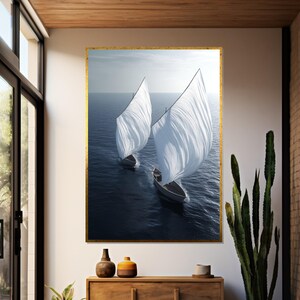 Sailboat Canvas Wall Art, Ocean Sailing Canvas Print, Nautical Decor, Maritime Art, Wall Art Canvas Design, Ready To Hang Decoration