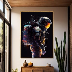 Colorful Astronaut, Space Explorer Canvas, Cosmic Wall Art, Astronaut Art Print, Wall Art Canvas Design, Ready to Hang Decoration
