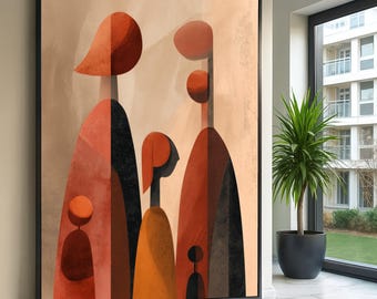 Abstract Geometric Figures Canvas Wall Art, Modern Minimalist Shapes, Earth Tone Home Decor, Contemporary Abstract Painting, Ready to Hang